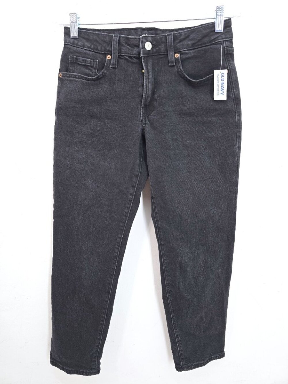 NWT OG Straight Mid Rise Black Washed Denim JEans Women Size 4 Petite